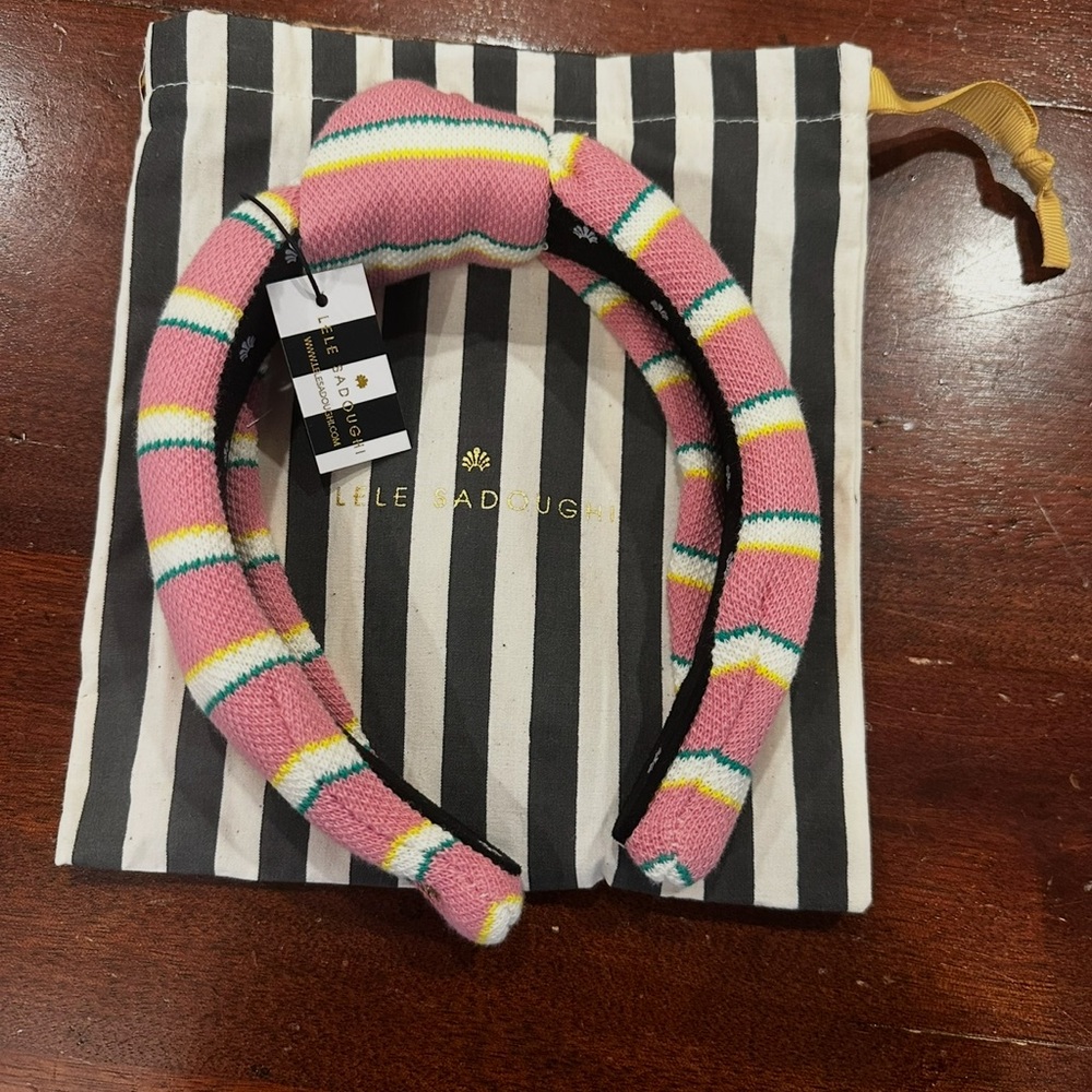 Lele Sadoughi Pink Striped Headband